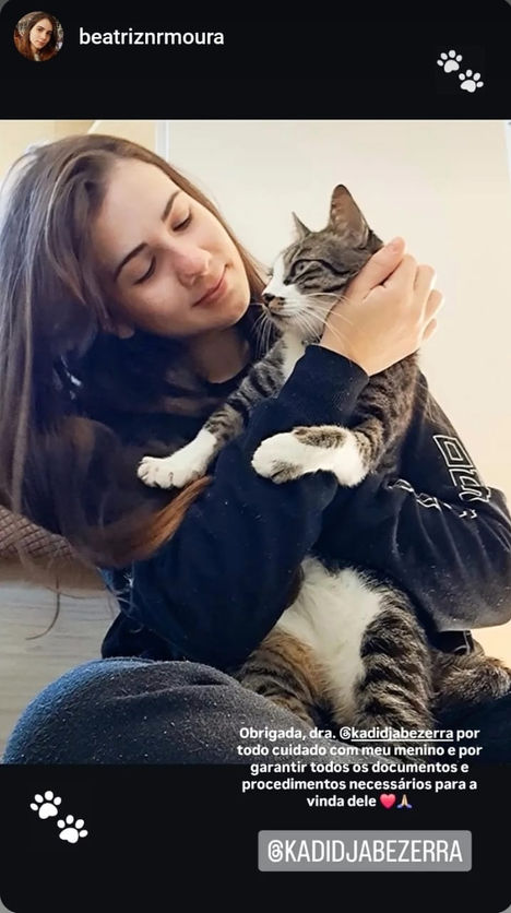 Depoimento de cliente com gato no colo